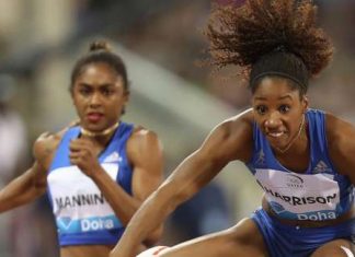 Харрисон победила в беге на 100 м с барьерами на первом этапе Бриллиантовой лиги